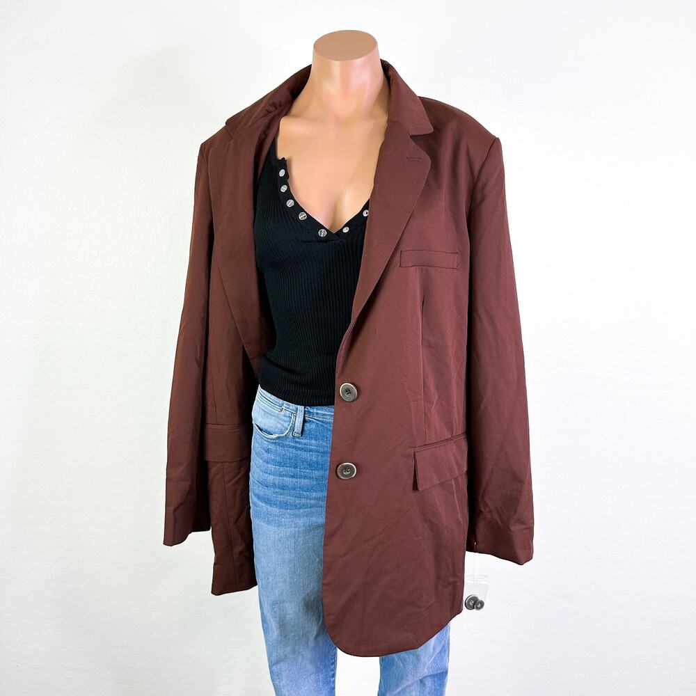 Free People We The Free Jay Blazer Classic Oversized Brown Academia Small NEW